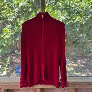 St. John Sport By Marie Gray Women's Red Zip Front Cardigan Size L